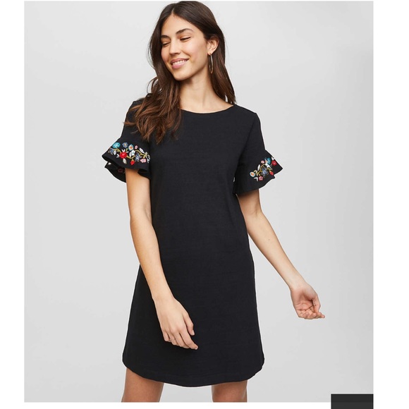 LOFT Dresses & Skirts - Loft Floral Embroidered Flutter Swing Dress LOFT Dresses & Skirts - Loft Floral Embroidered Flutter Swing Dress